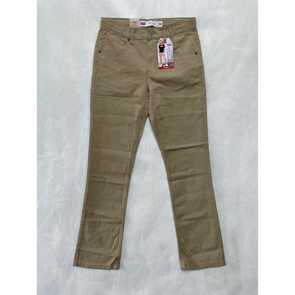 Levis 511 Slim Fit Boys Beige Khaki Stretch Pants Size 16 Slim 26x30